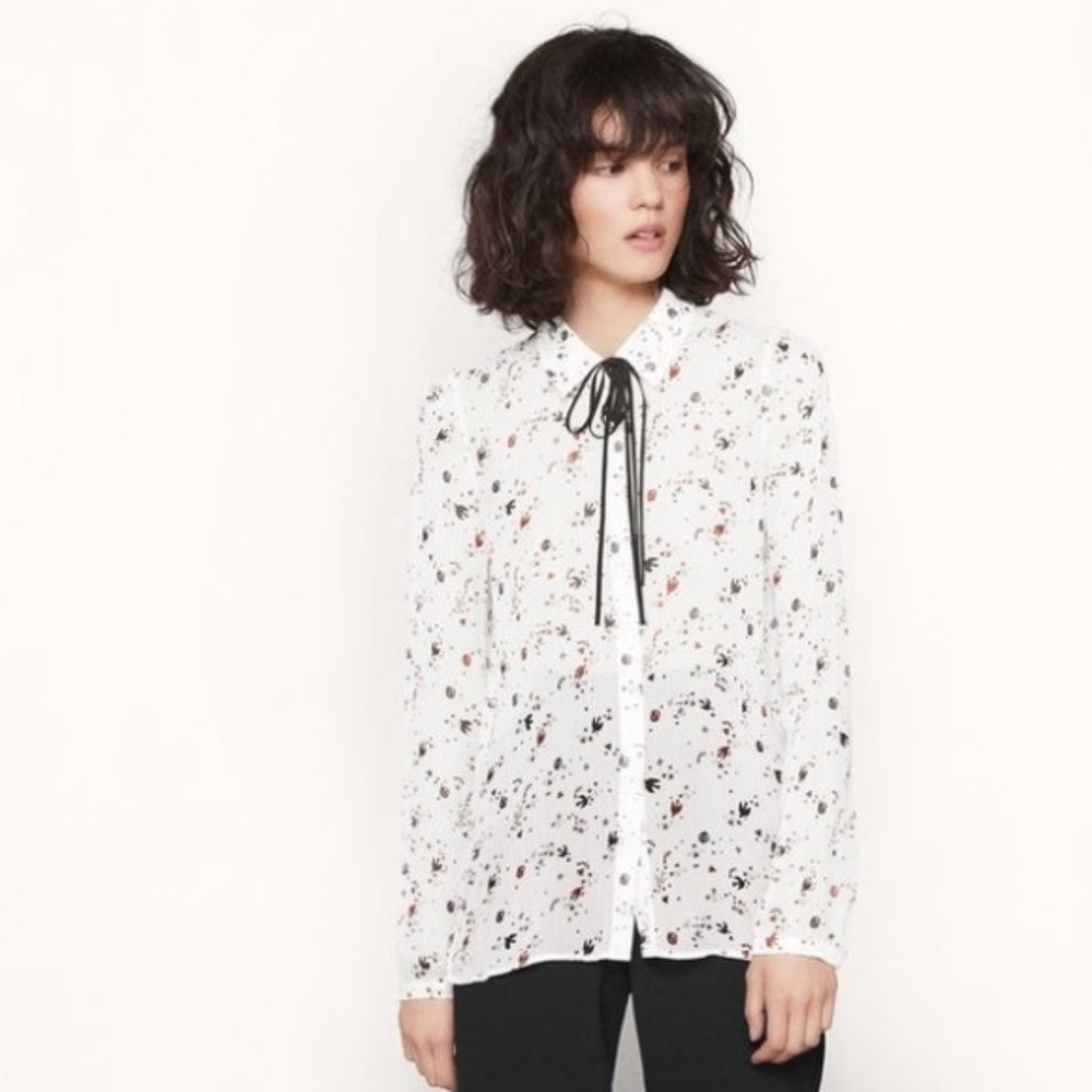 Maje Couco Imprime Chiffon Blouse